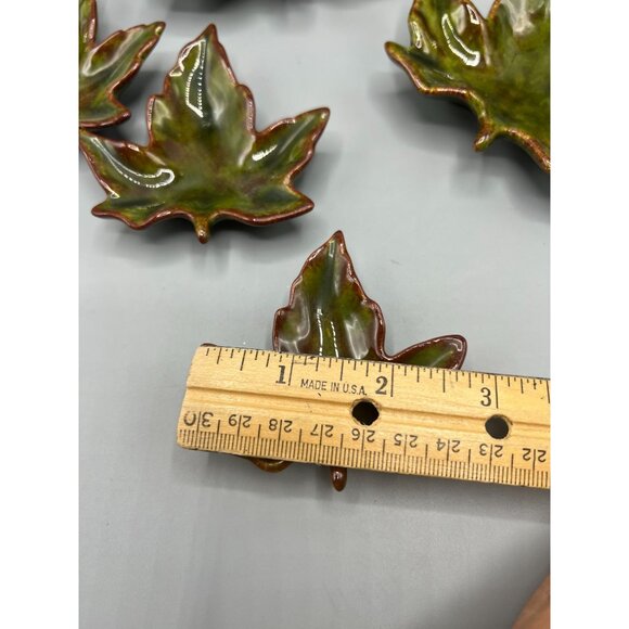 5 Ceramic Maple Leaf Decorative Nesting Accents Trinket Glazed Autumn Decor - Picture 7 of 8